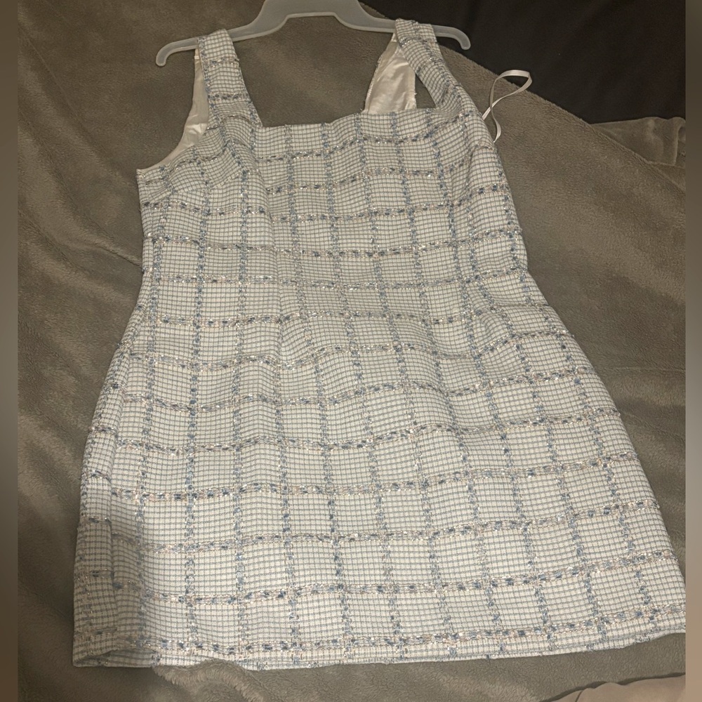 Blue and White Tweed Dress